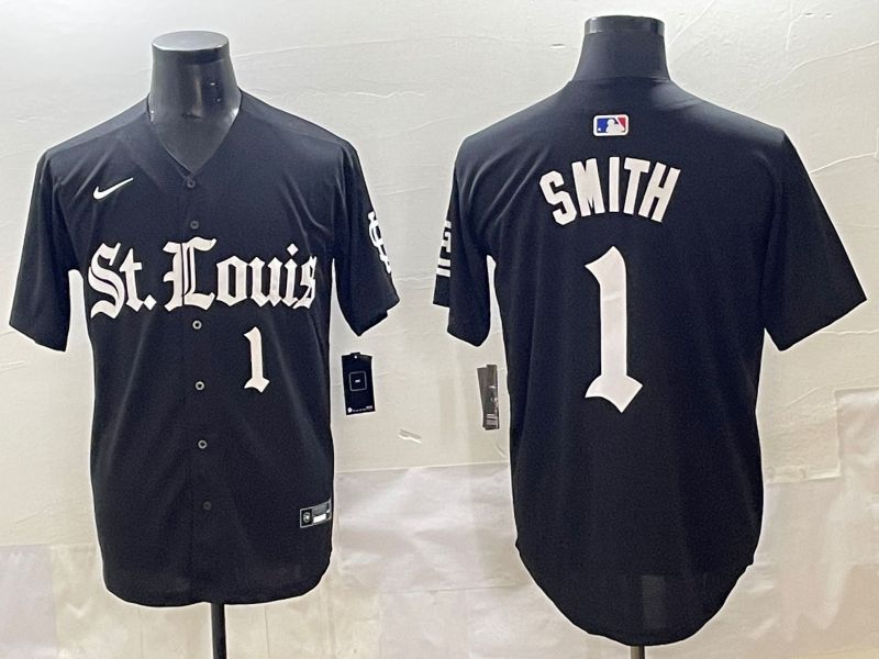 Men 2025 St.Louis Cardinals #1 Smith Black Five generations Joint Name Nike MLB Jersey style 3